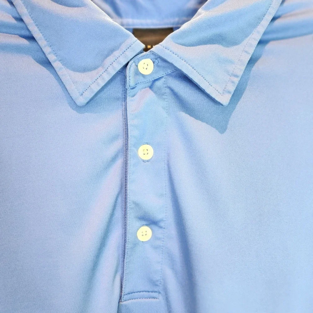 Dunning Golf Mens‎ Long Sleeve Polo Shirt Light Blue Performance Size Large